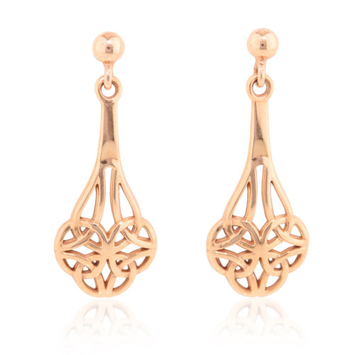 9ct Rose Gold Celtic Knot Drop Earrings - Main View