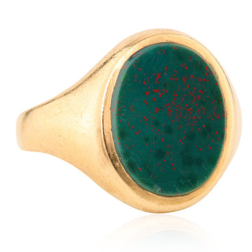Vintage 9ct Gold Bloodstone Signet Ring 1965-1966 – Size S ½ - Main View