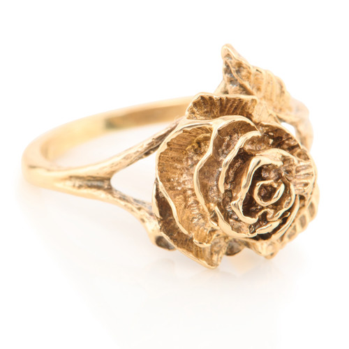 Second Hand 9ct Gold Rose Flower Ring - Main View