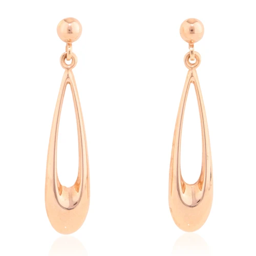 9ct Rose Gold Open Teardrop Drop Earrings - Main View