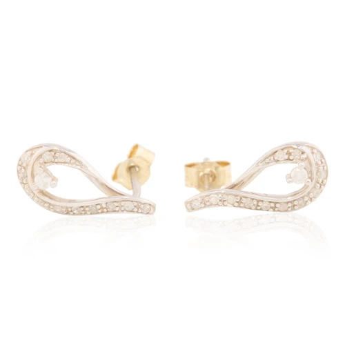 9ct White Gold Diamond Cross-Over Earrings - Main View