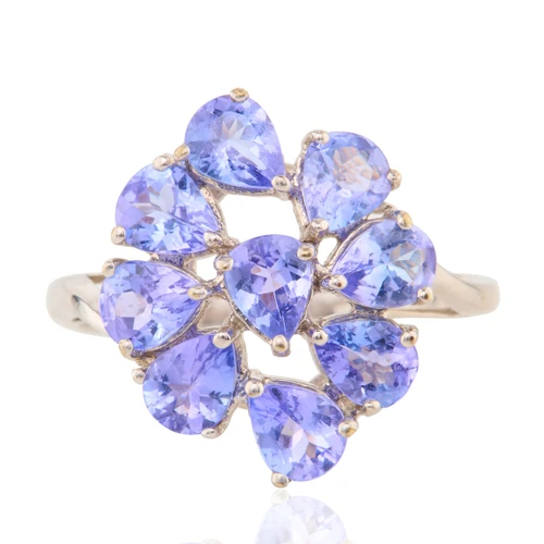 Second Hand 9ct Gold Iolite Flower Ring - Main View
