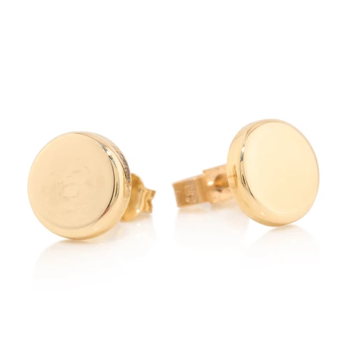 9ct Gold Flat Button Stud Earrings - Main View