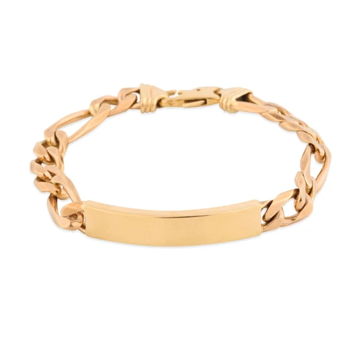 Second Hand 9ct Gold Figaro ID Bracelet - Main View