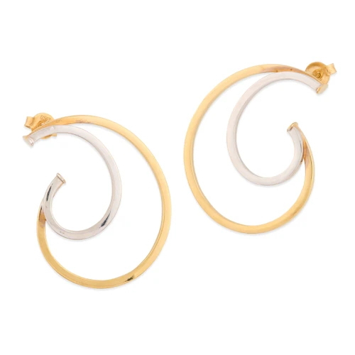 9ct Gold Swirl Hoop Earrings - Main View