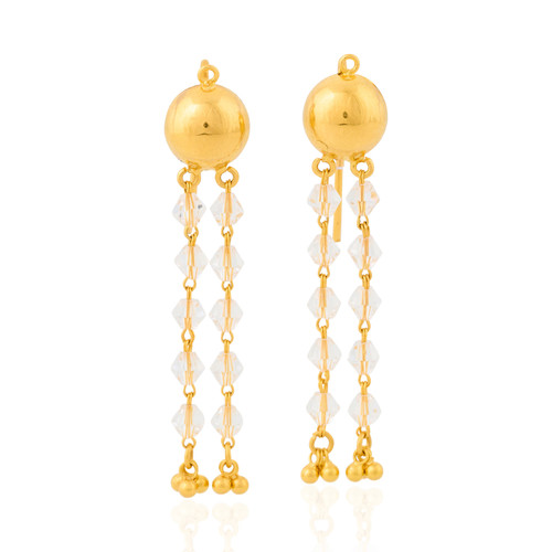 Second Hand 22ct Gold Crystal Tassel Drop Earrings - Main View