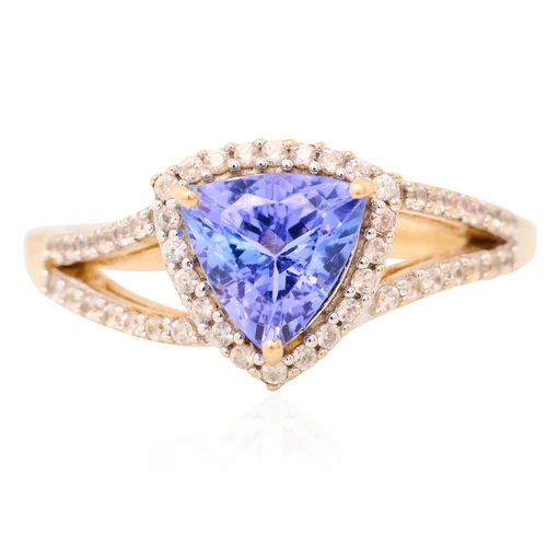Second Hand 9ct Gold Tanzanite & Spinel Cluster Ring - Main View