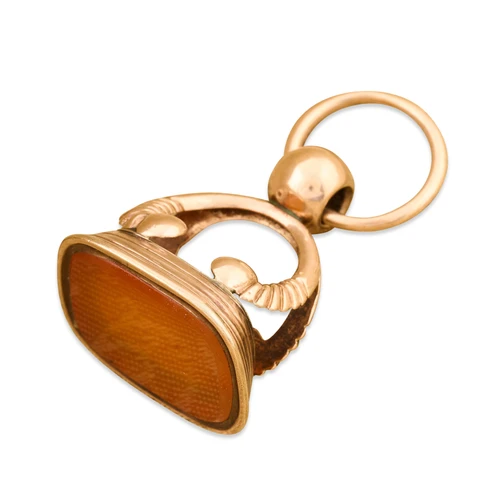 Antique 9ct Gold Ornate Carnelian Fob - Main View