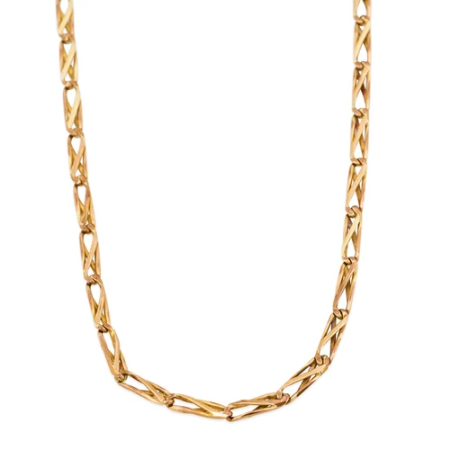Second Hand 9ct Gold 18” Twisted Cage Link Chain Necklace - Main View