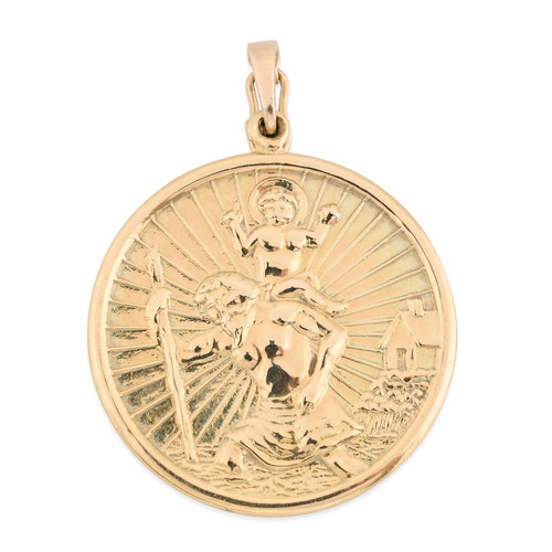 Second Hand Large 9ct Gold St Christopher Pendant - Main View