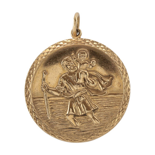 Vintage 9ct Gold St Christopher Pendant 