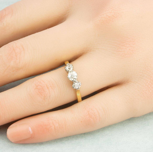 3 Stone Engagement Ring 00.60 carat IGI GIA certified Lab Grown Diamond  Band Solid 14k Gold - The Luxurio