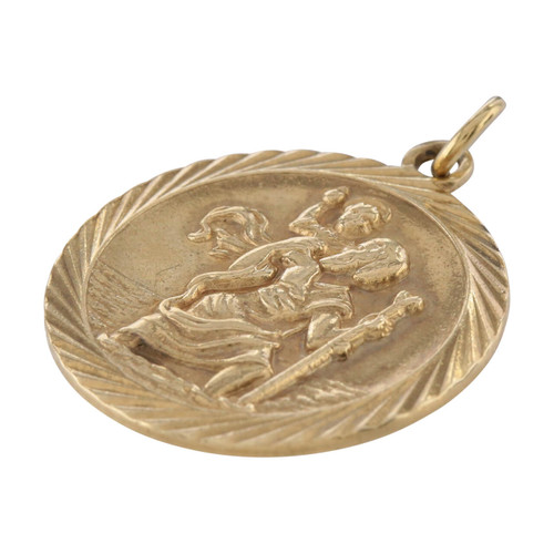 Vintage 9ct Gold St Christopher Pendant 