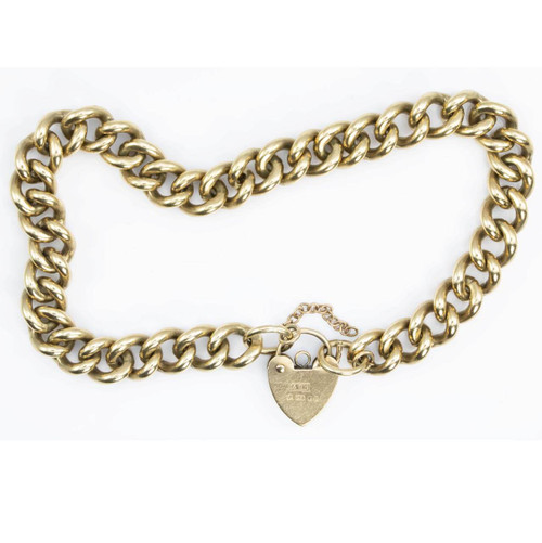 Second Hand 9ct Gold Curb Charm Bracelet RH Jewellers