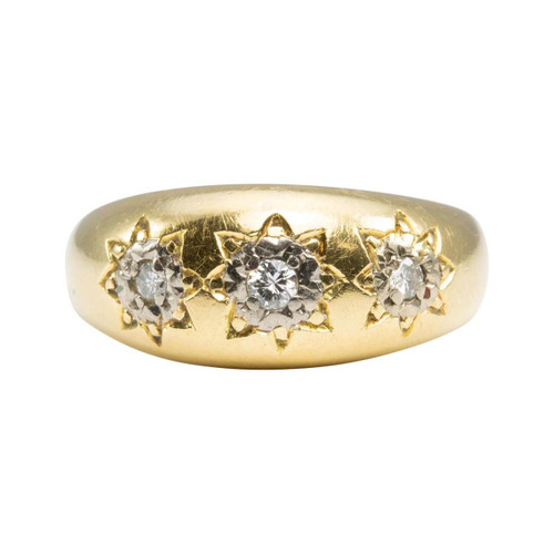 Second Hand 18ct Gold 3 Stone Gypsy Ring