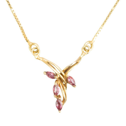 Second Hand 18ct Gold Ruby Drop Pendant Necklace