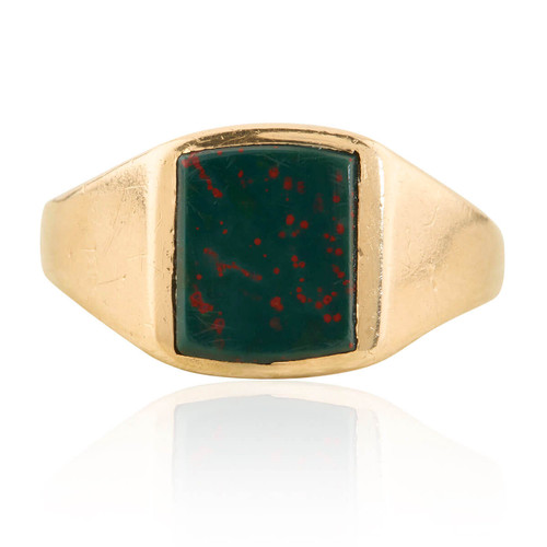 Bloodstone Ring Genuine Gemstone Hand Engraved Prince Of Wales Crest Gold  Plated Sterling Silver 925 - The Regnas Collection