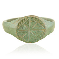 Medieval Bronze Signet Ring with Star Design