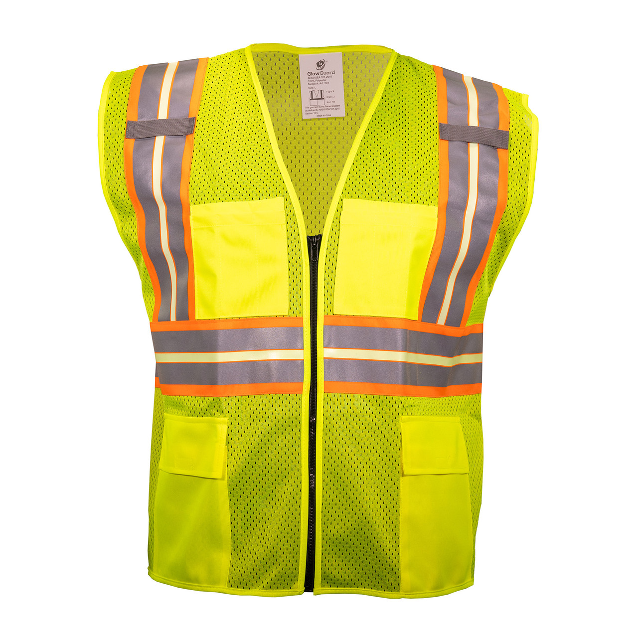 ガードベスト★BARREL★BASIC GUARD VEST NEON YELLOW GlowGuard Class 2 Hi Vis Yellow Mesh Vest NFR-201
