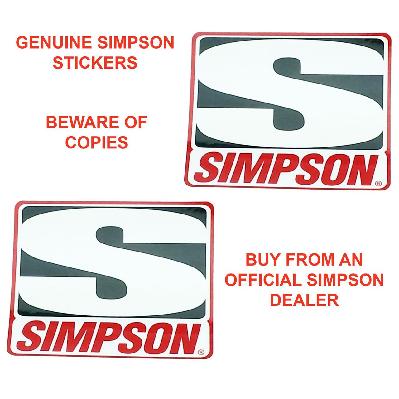 Simpson Genuine Stickers X2 Decal Set 76Mm X 64Mm Bandit Diamondback Speedway