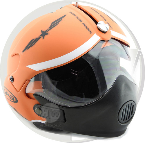 Open Face Scooter Helmet Osbe Gpa Aircraft Tornado Orange Army + Mask
