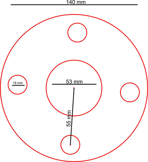 Wind turbine pole flange 140mm for 50mm Pole