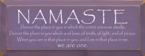 Namaste (with poem) | Wood Sign With Saying