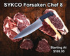 Forsaken SYKCO Chef 8, Stonewashed or Satin or Finish, AEBL Steel
