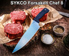 Forsaken SYKCO Chef 8, Stonewashed or Satin or Finish, AEBL Steel