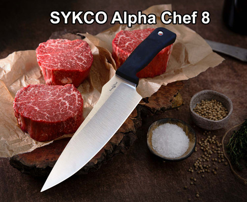 SYKCO Alpha Chef 8, Satin or Stonewashed Finish, AEBL Steel SYKCO Alpha Chef 8, Satin or Stonewashed Finish, AEBL Steel