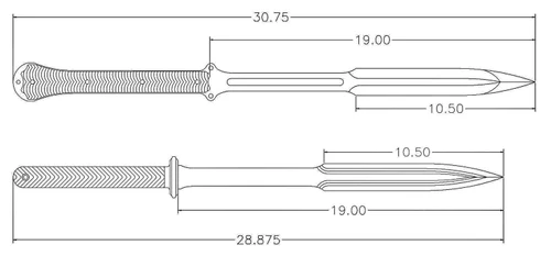 Busse Combat Viking Spear on top with Scrap Yard Boar Spear below.