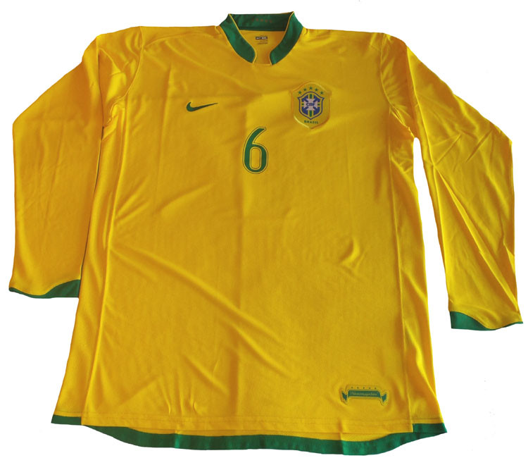 NIKE BRAZIL 2007 HOME R. CARLOS L/S JERSEY - Soccer Plus