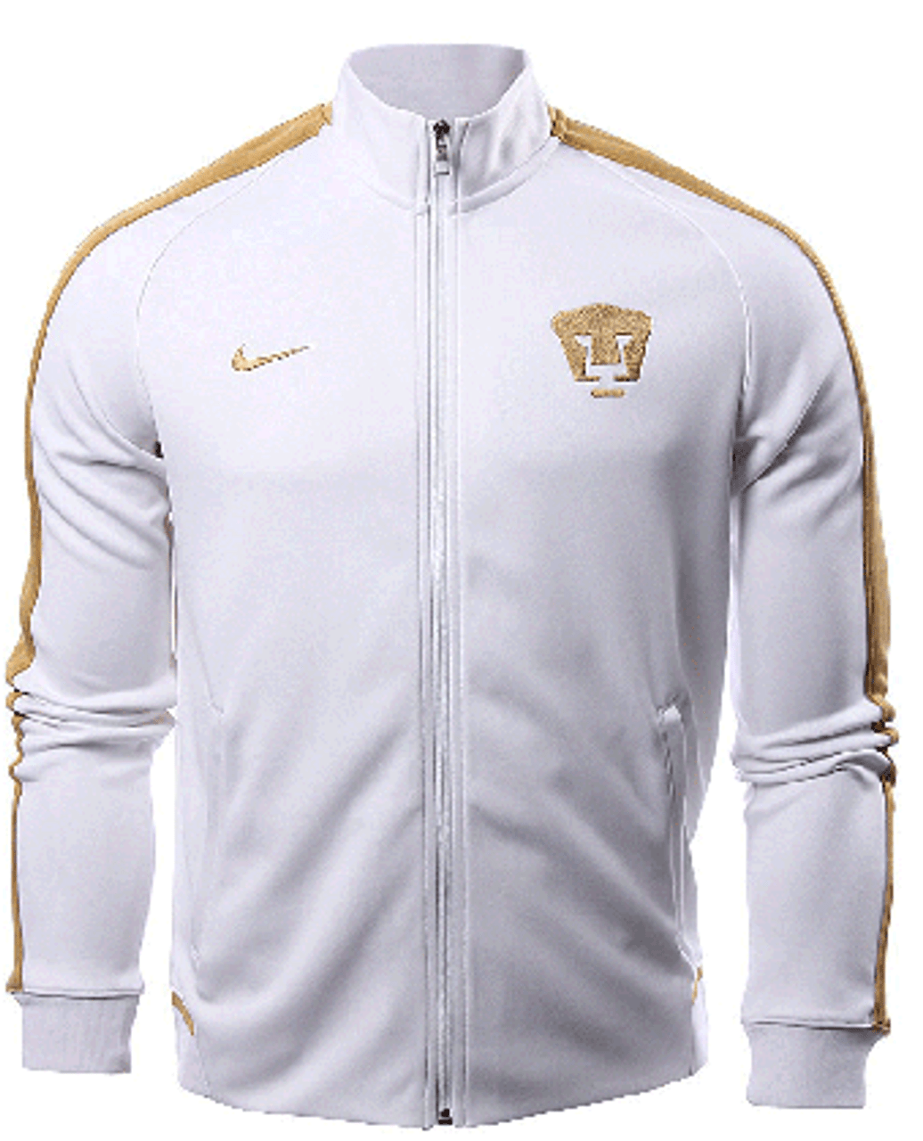 white and gold nike jacket