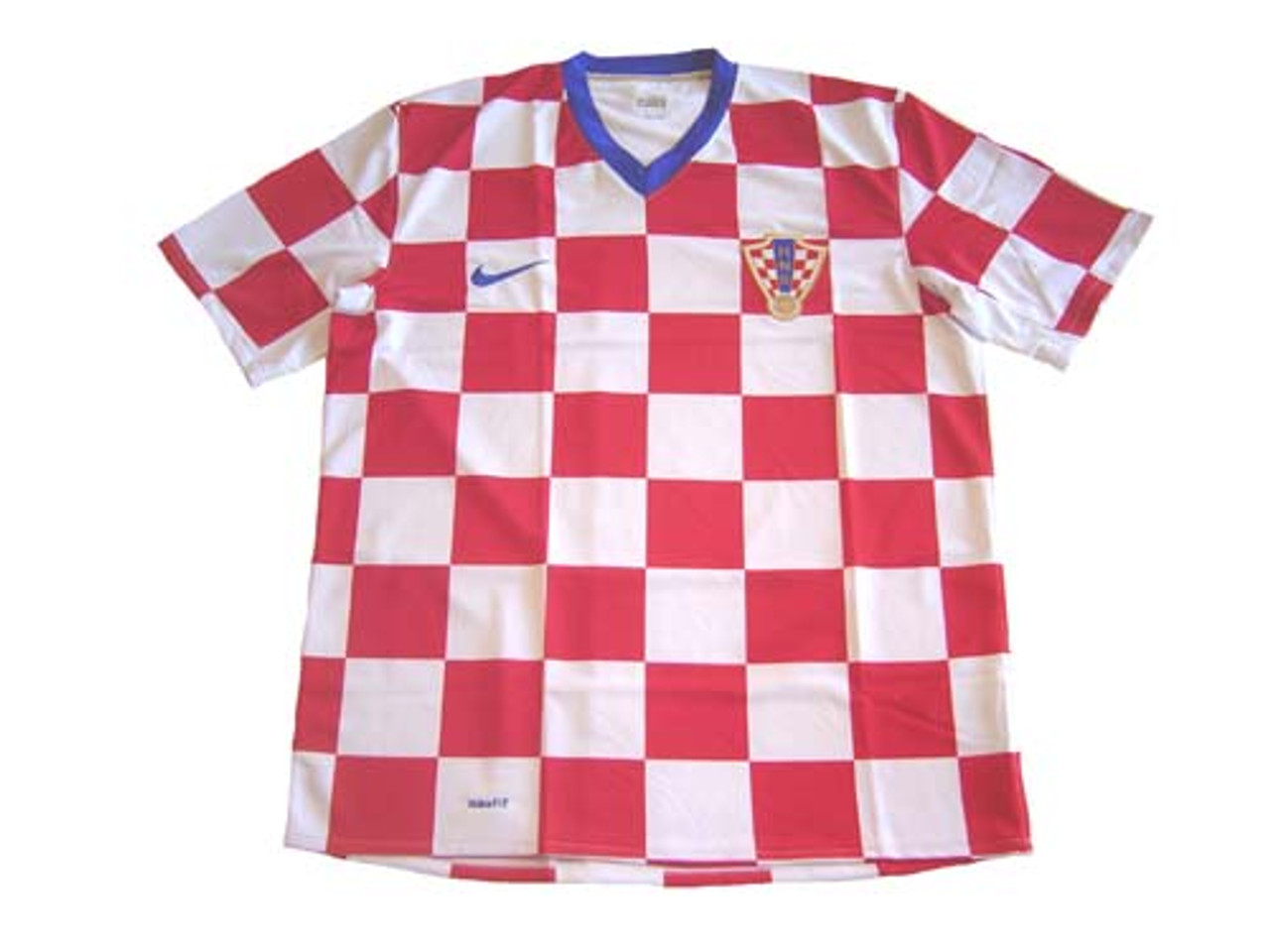 red and white checkered soccer jersey