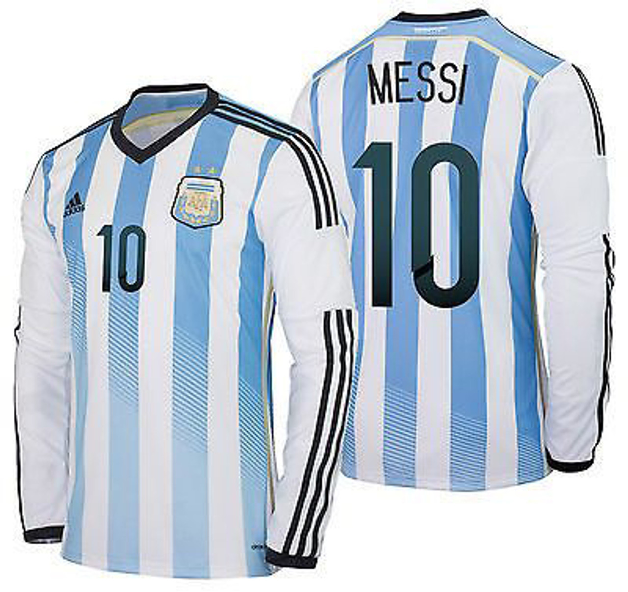 Adidas Argentina 2014 Home L S Messi Jersey Soccer Plus