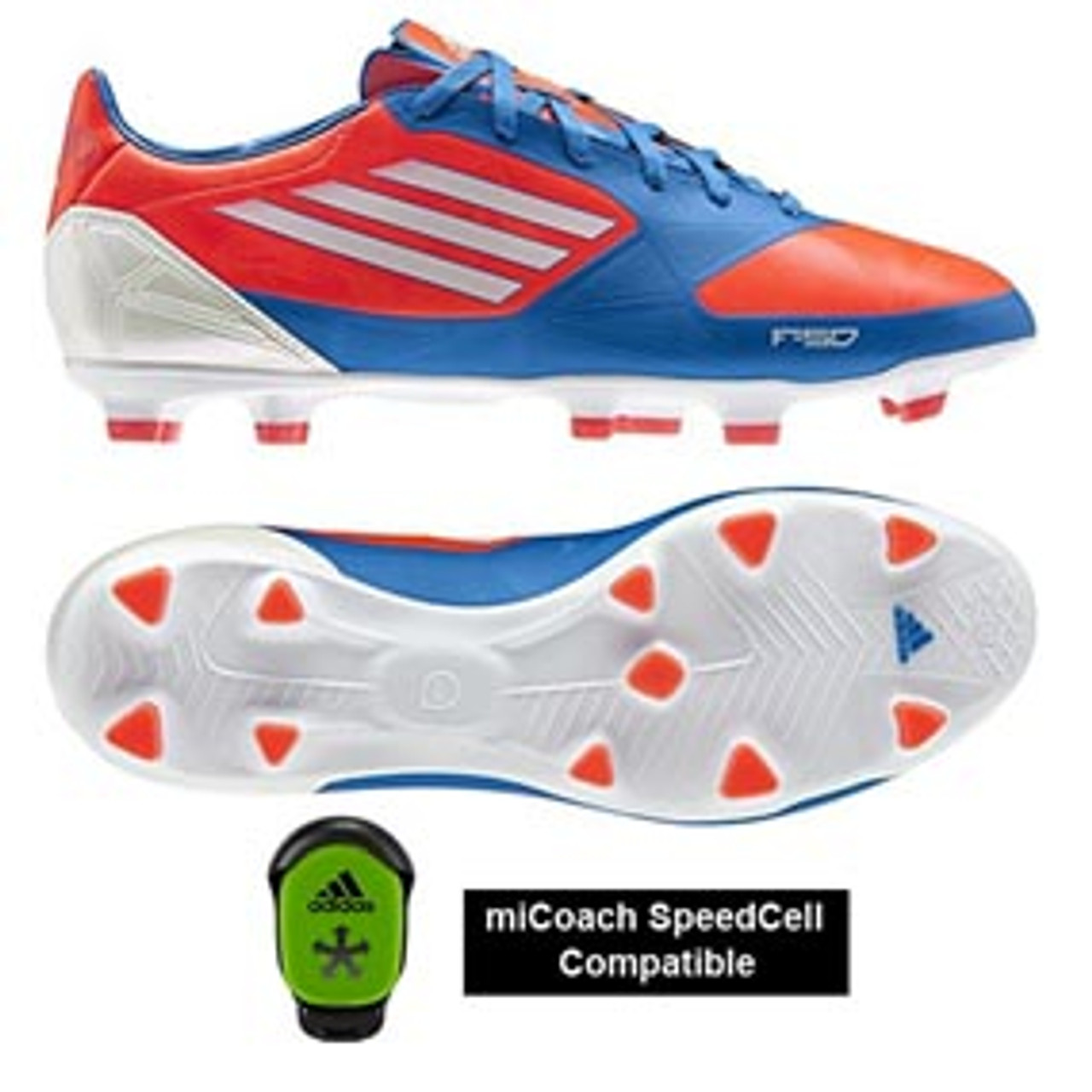 orange and blue soccer cleats