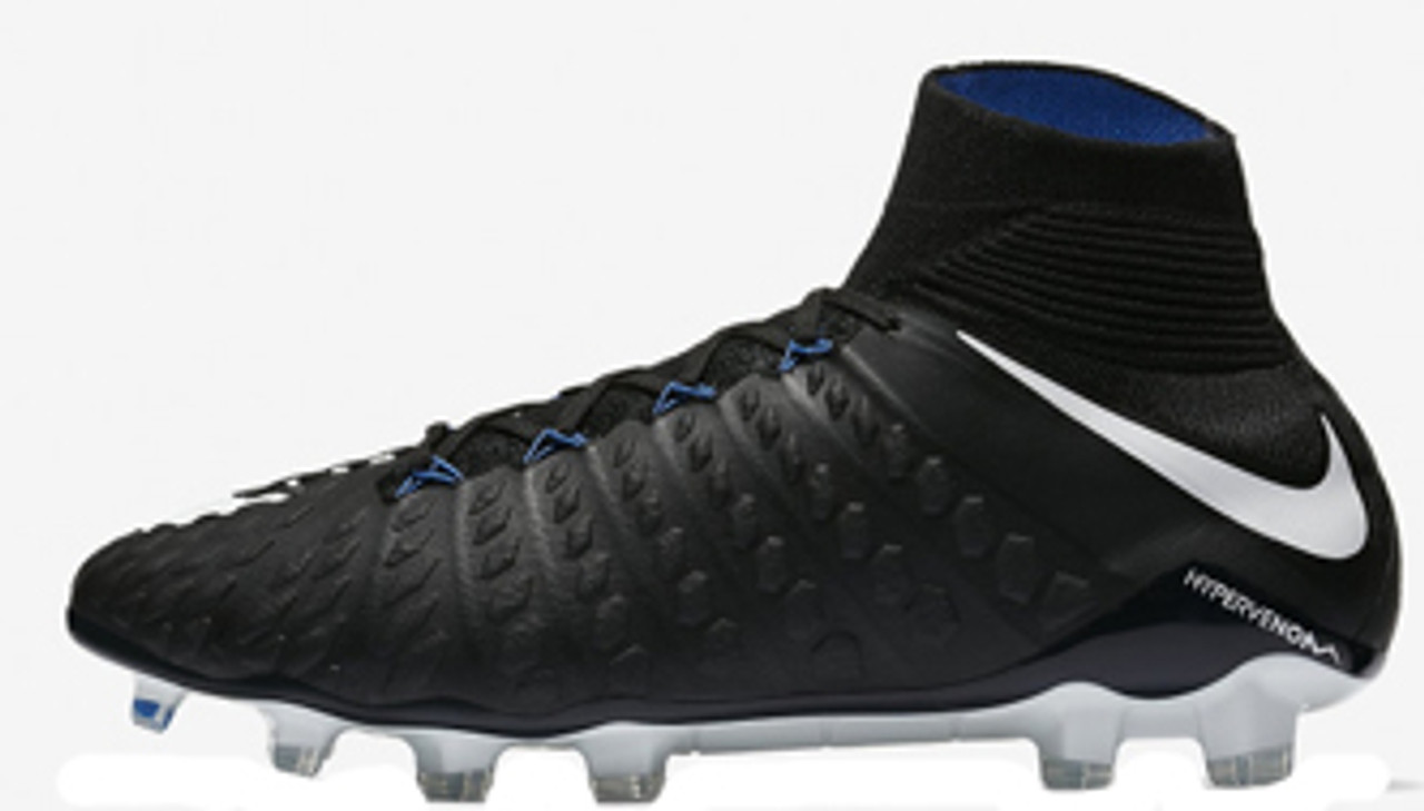 NIKE HYPERVENOM PHANTOM III DF FG Black/white/Game Royal - Soccer Plus