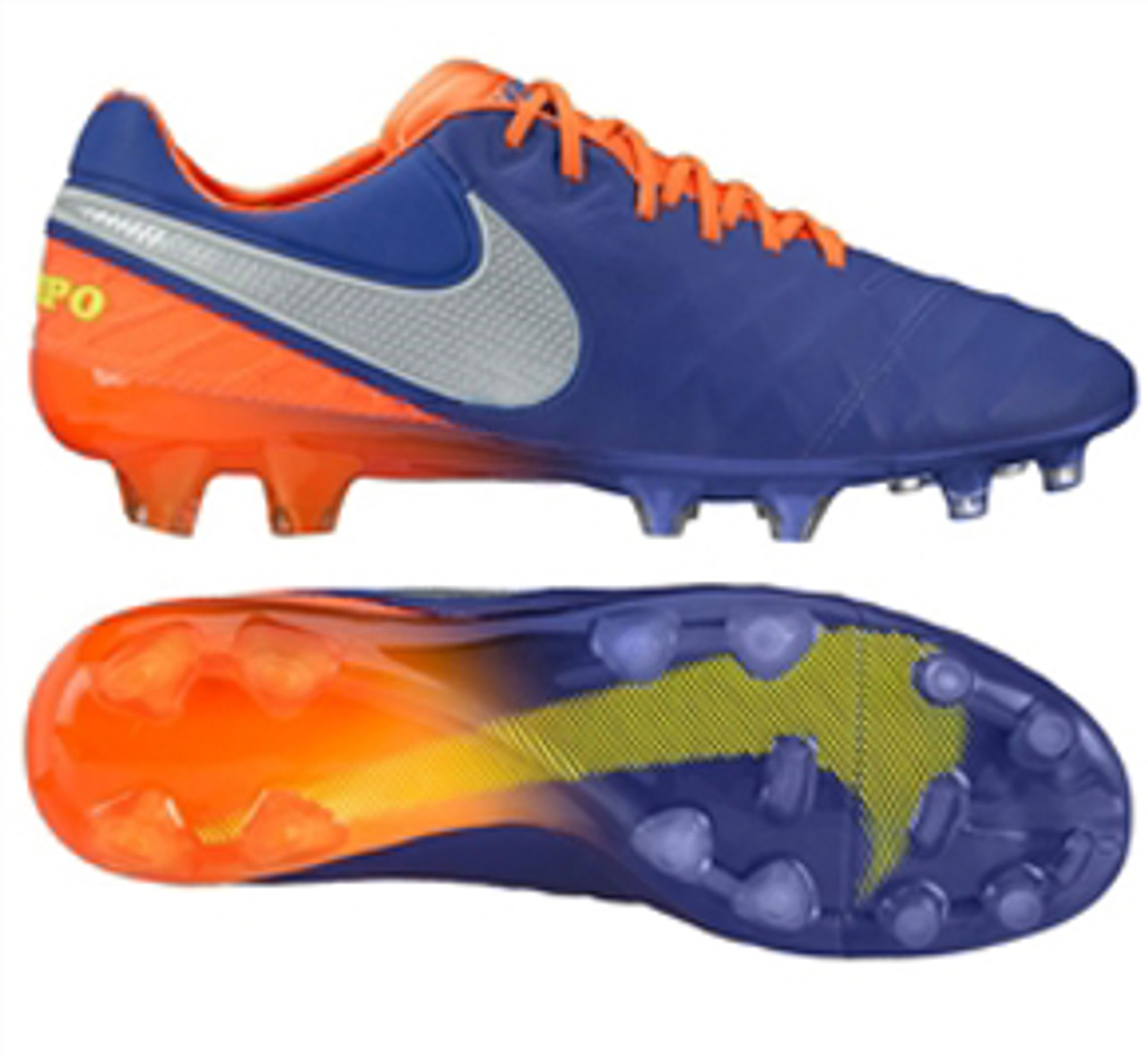 nike tiempo orange and blue