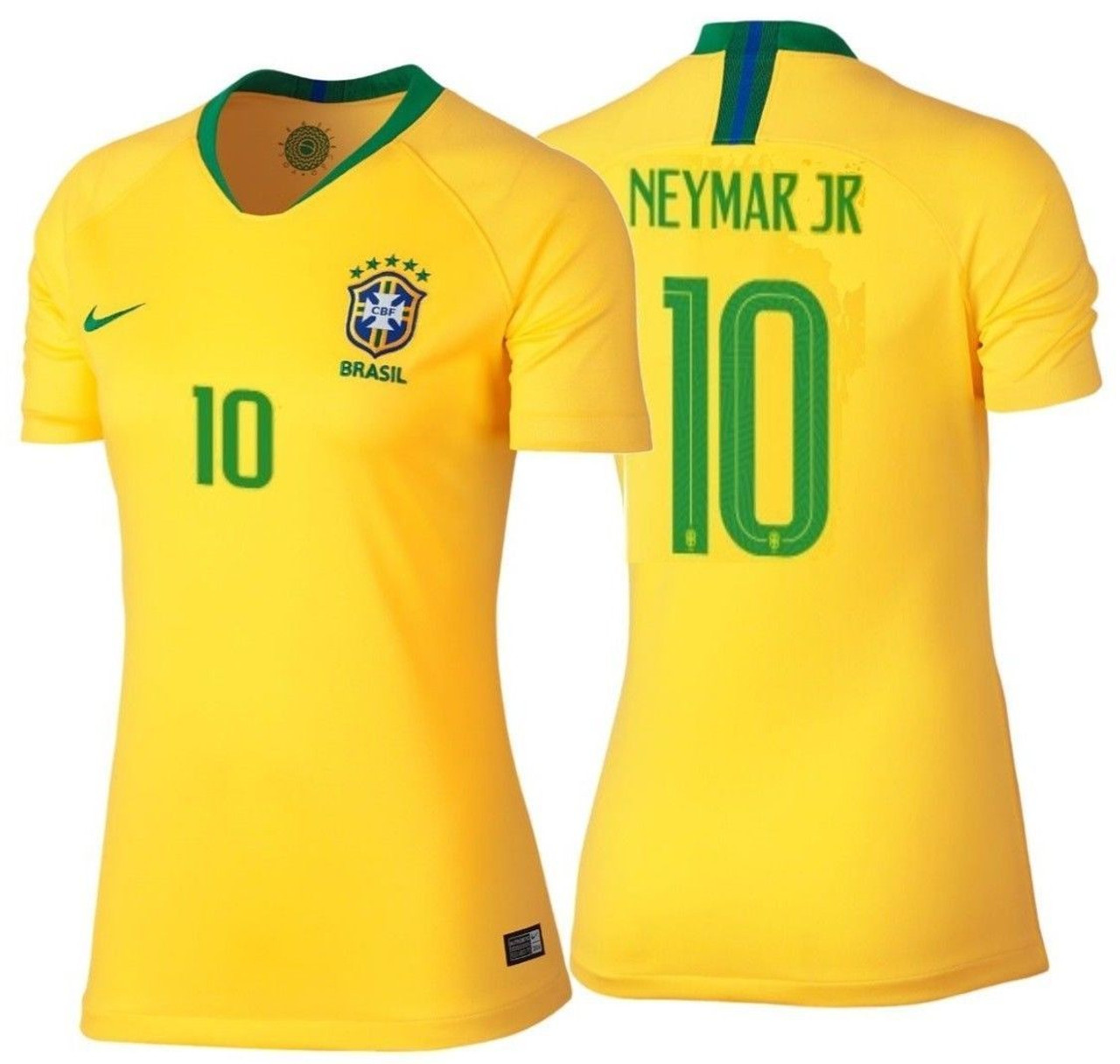 Nike CBF Brazil Football Team Neymar JR #10 Away Soccer Jersey Small