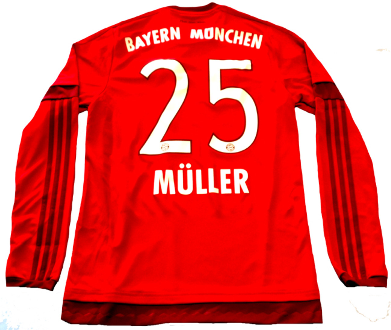 Bayern Munchen No25 Muller Home Long Sleeves Jersey