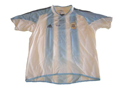 ADIDAS ARGENTINA 2004 HOME `RIQUELME` AUTHOGRAPHED JERSEY - Soccer