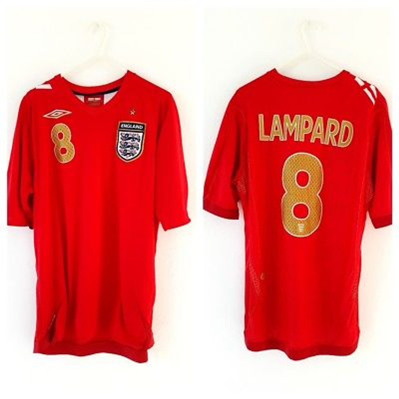 England Team Jersey Away football shirt 2004 - 2006 Red Umbro Trikot Mens  SZ XL