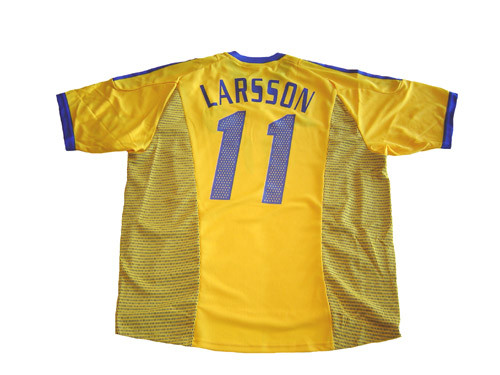 ADIDAS SWEDEN 2002 HOME LARSSON JERSEY - Soccer Plus