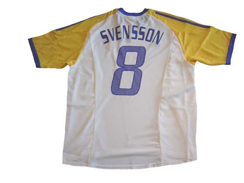 ADIDAS SWEDEN 2002 AWAY SVENSSON JERSEY - Soccer Plus