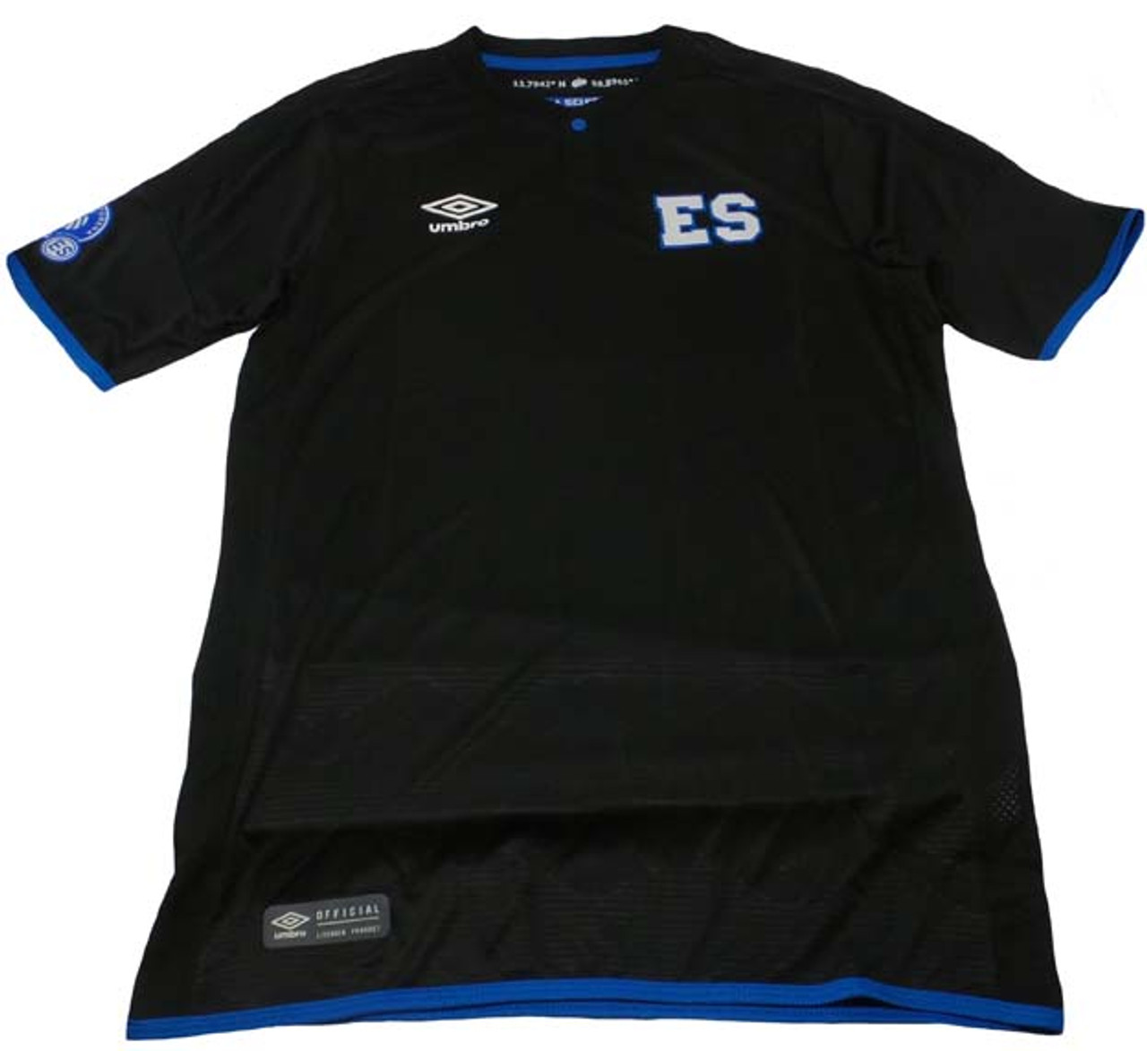 black and blue soccer jersey