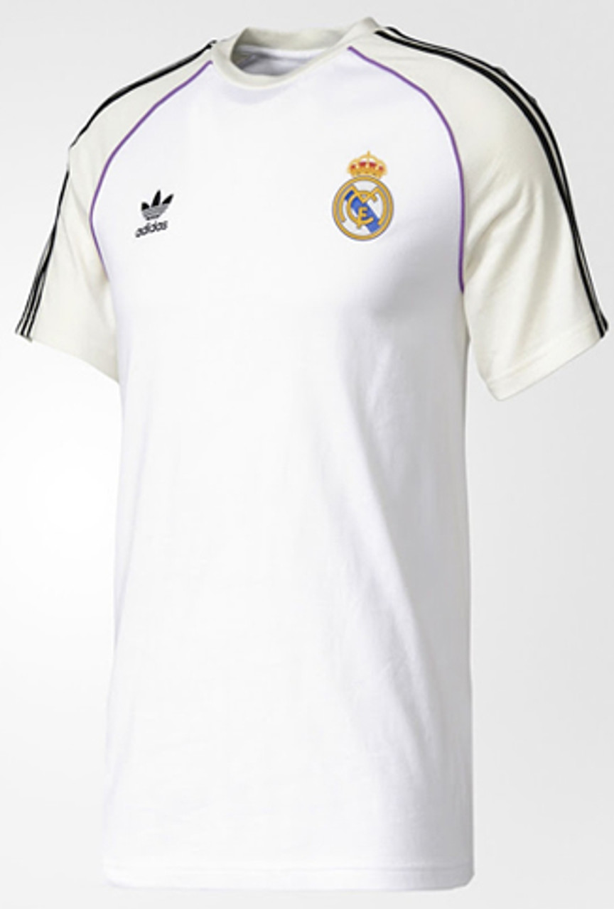 Adidas Real Madrid Retro T Shirt White Soccer Plus
