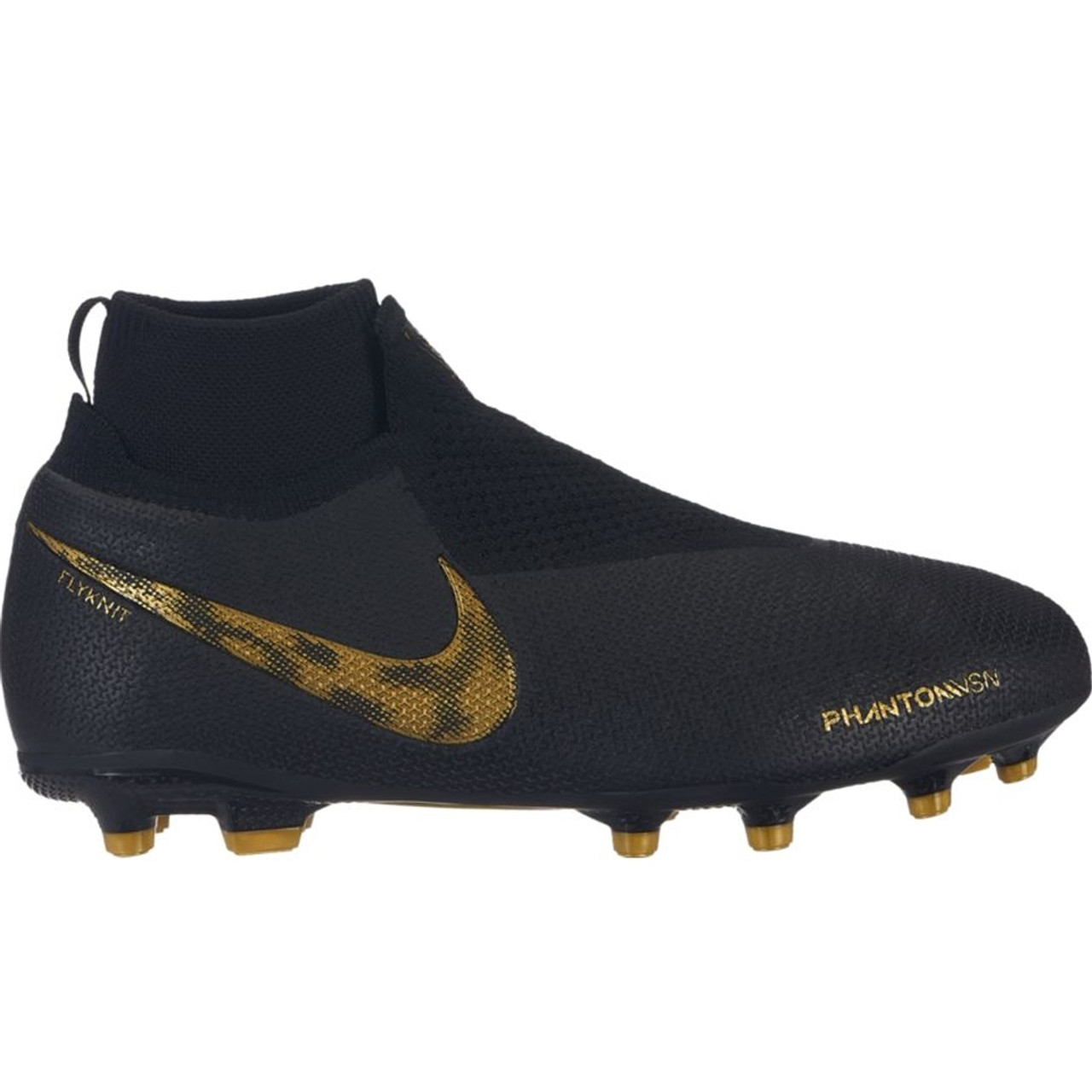 JR PHANTOM VSN ELITE DF FG/MG BLACK/Vivid Gold Soccer Plus