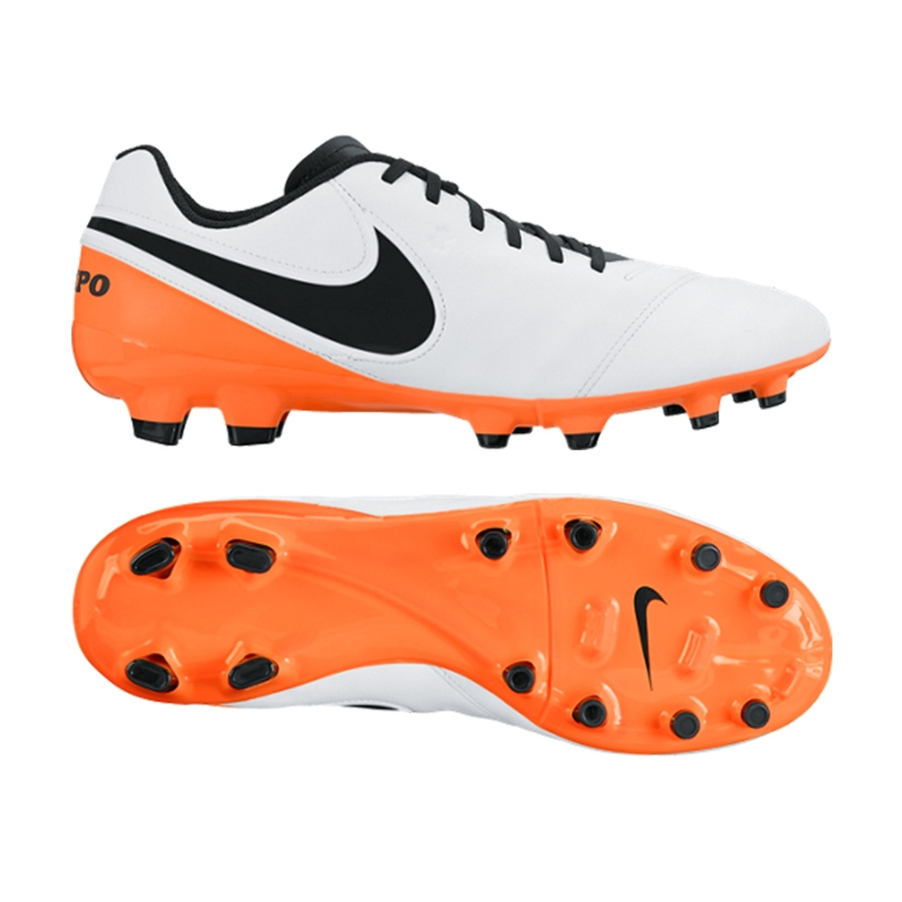 nike tiempo orange and white