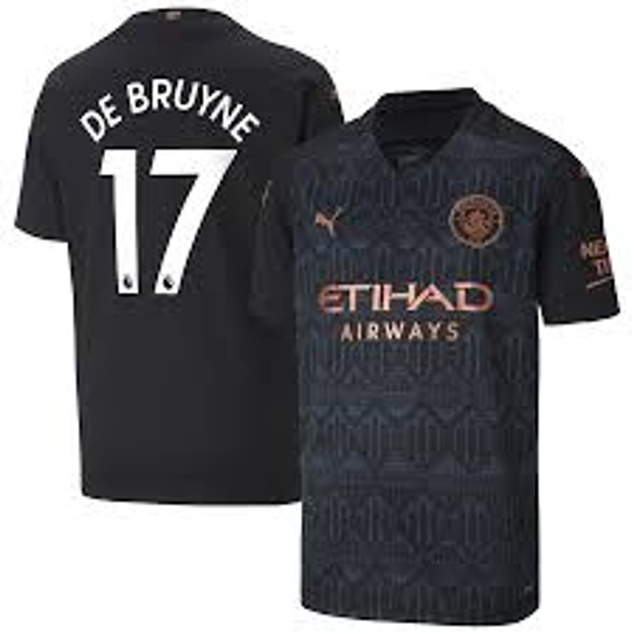 Manchester City No17 De Bruyne Away Kid Soccer Club Jersey