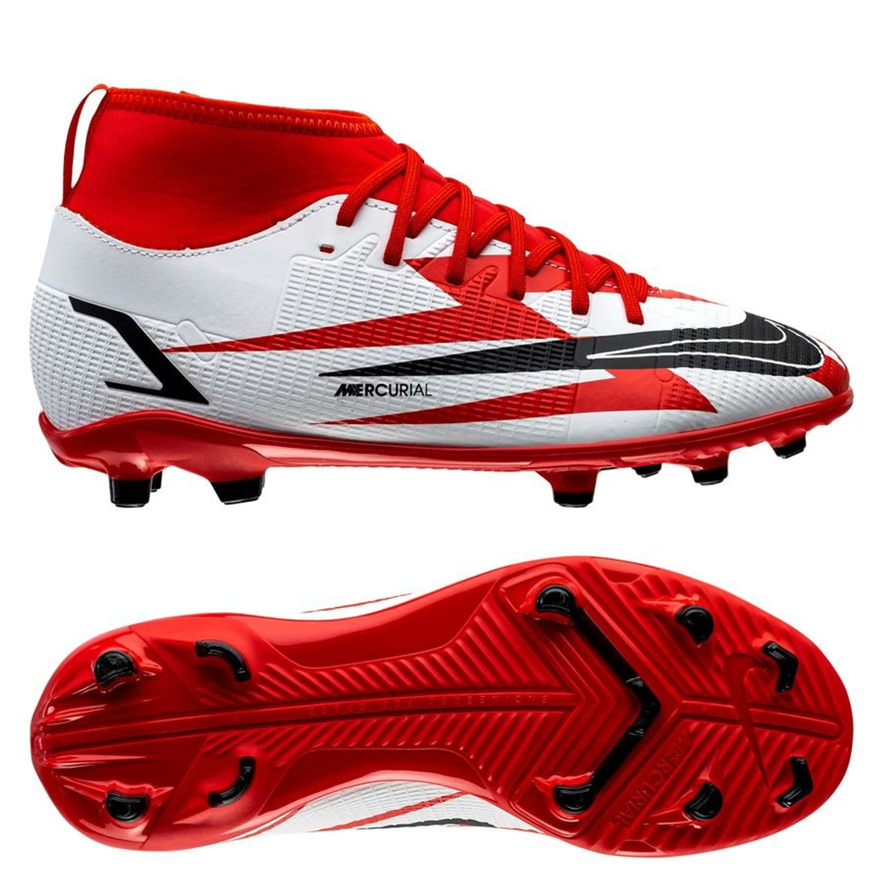 Tractor lechuga espina NIKE MERCURIAL SUPERFLY 8 CLUB CR7 JR FG/MG CHILE RED/WHITE - Soccer Plus